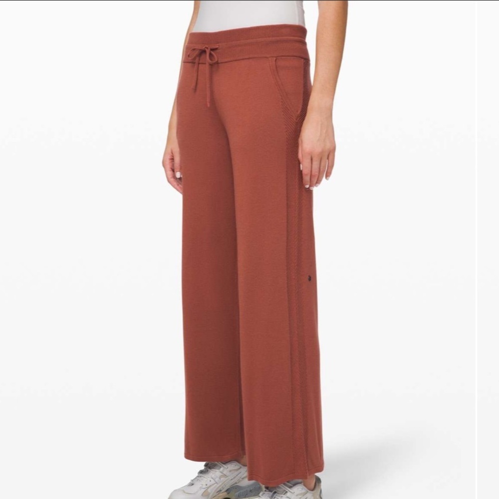 Lululemon In The Comfort Zone Pant Rustic Clay Knit Wide Leg Loungewear …